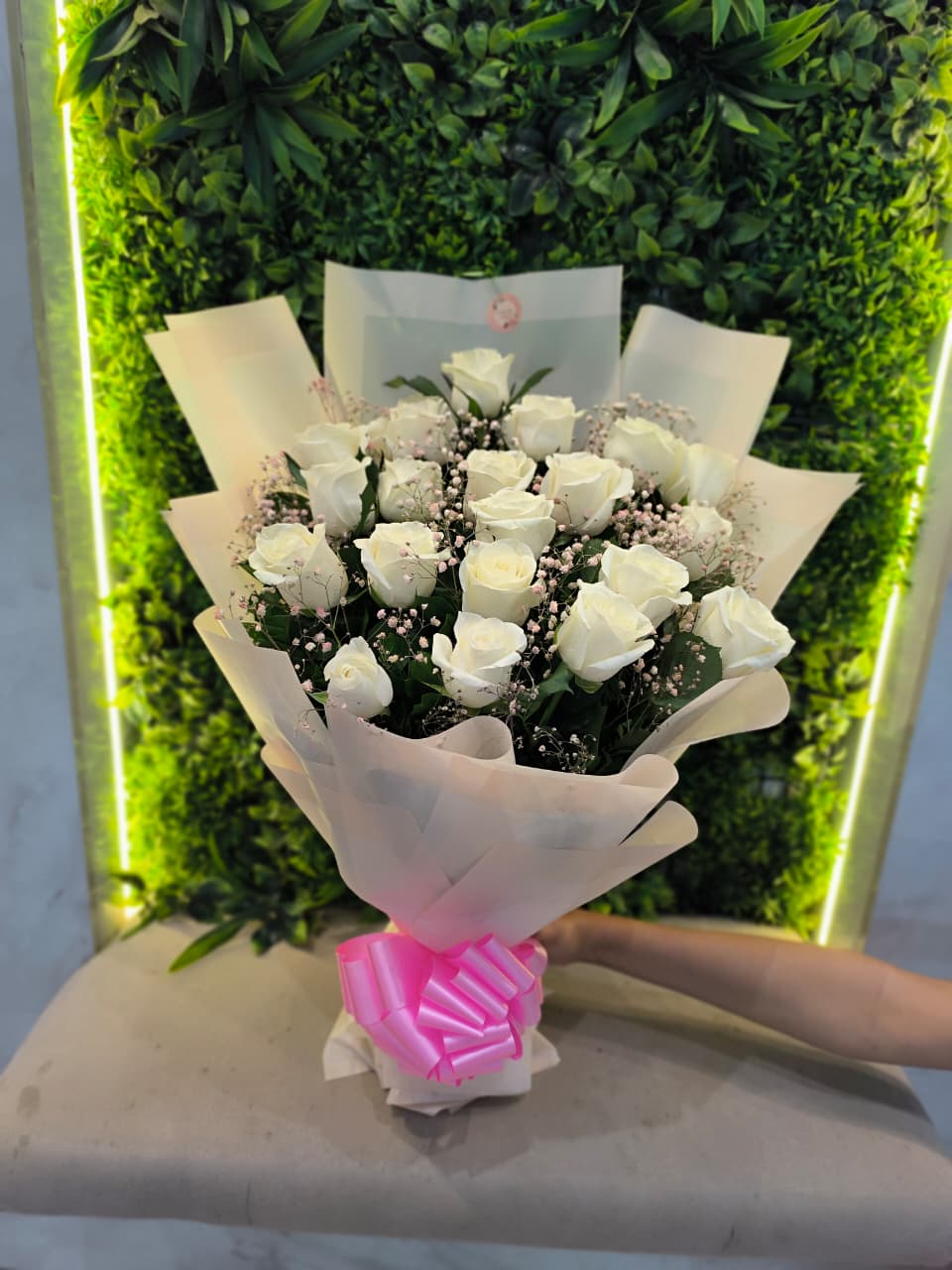 Thumbnail 1 for Oval White Flower Bouquet