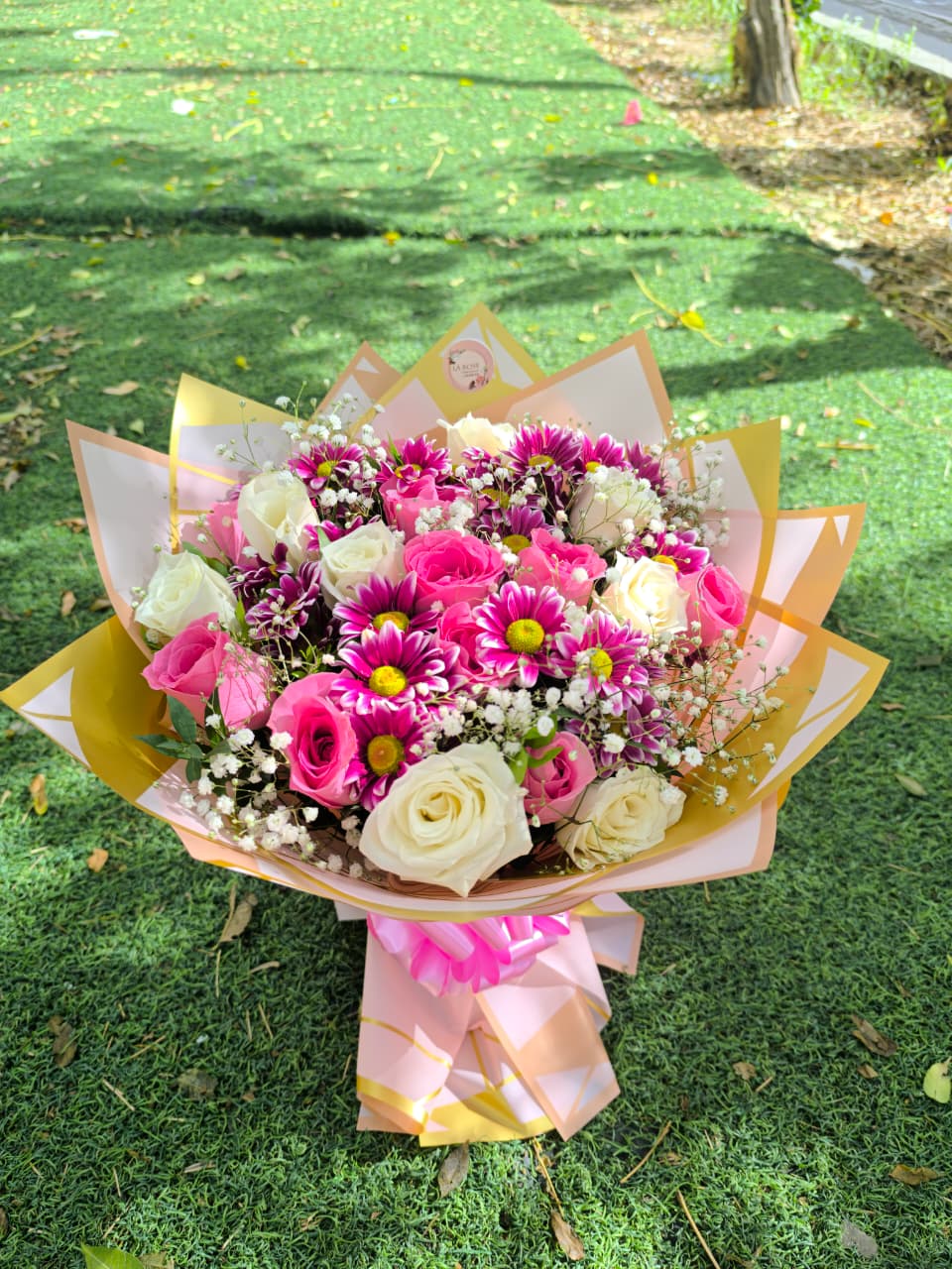 Bouquet rose et blanc élégant